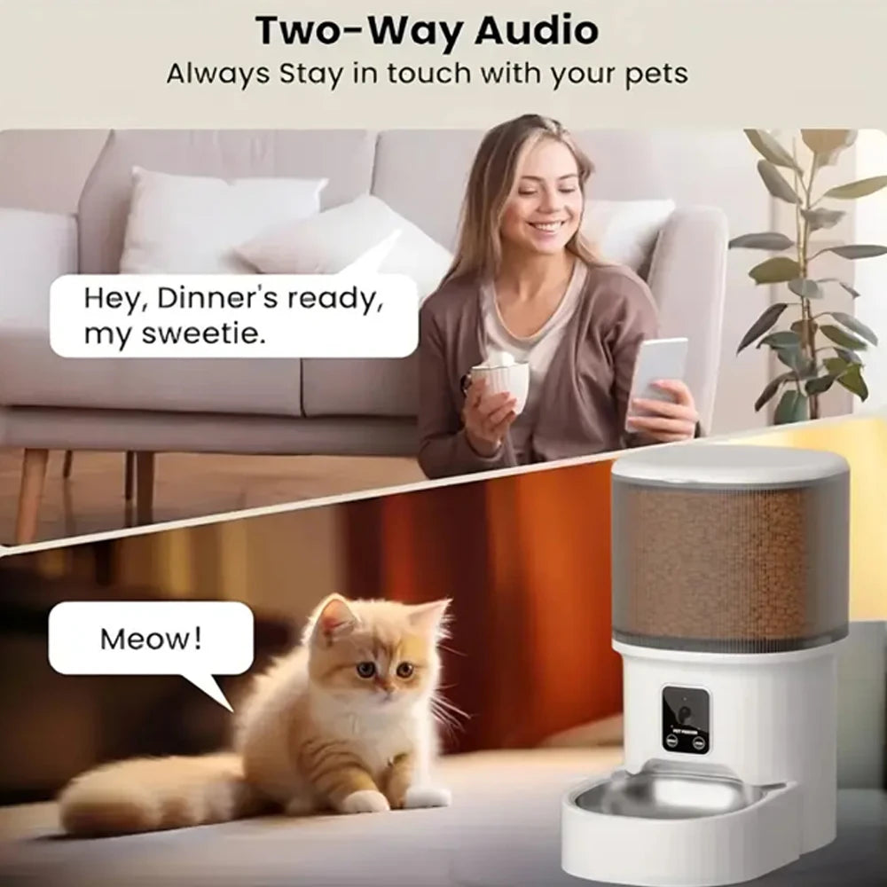 GlowPet 4L Smart WiFi Pet Feeder – HD Camera, App Control, Two-Way Audio & Motion Alerts for Cats & Dogs