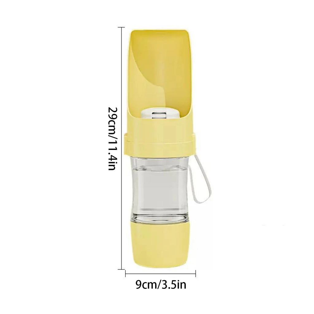 GlowPet 500ml Portable Travel Water Bottle – Leak-Proof 2-in-1 Dispenser with Food Container for Dogs & Cats