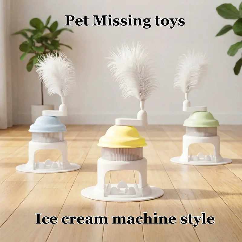 GlowPet Rotating Ice Cream Slow Feeder Toy – Interactive Puzzle for Cats & Dogs | Stress Relief & Slow Eating