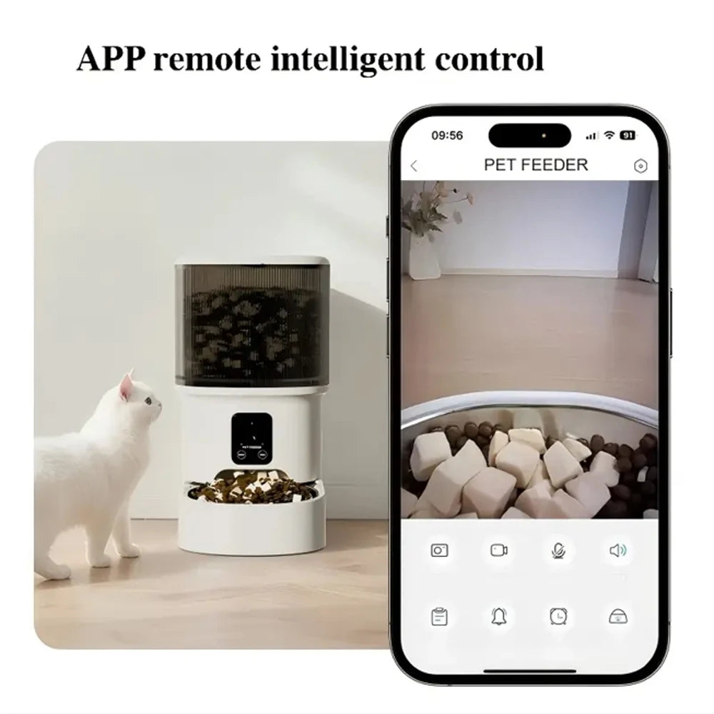 GlowPet 4L Smart WiFi Pet Feeder – HD Camera, App Control, Two-Way Audio & Motion Alerts for Cats & Dogs