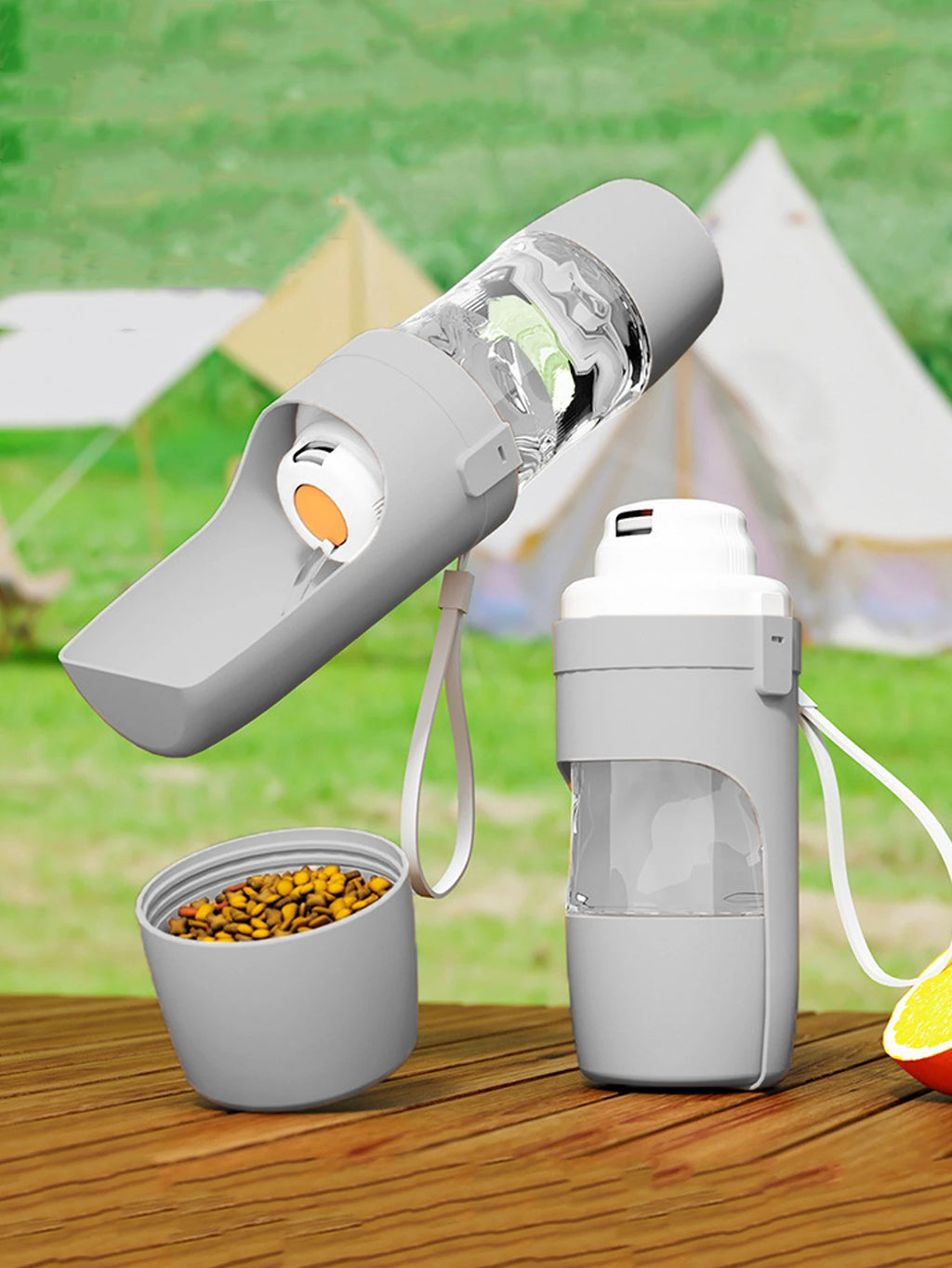 GlowPet 500ml Portable Travel Water Bottle – Leak-Proof 2-in-1 Dispenser with Food Container for Dogs & Cats