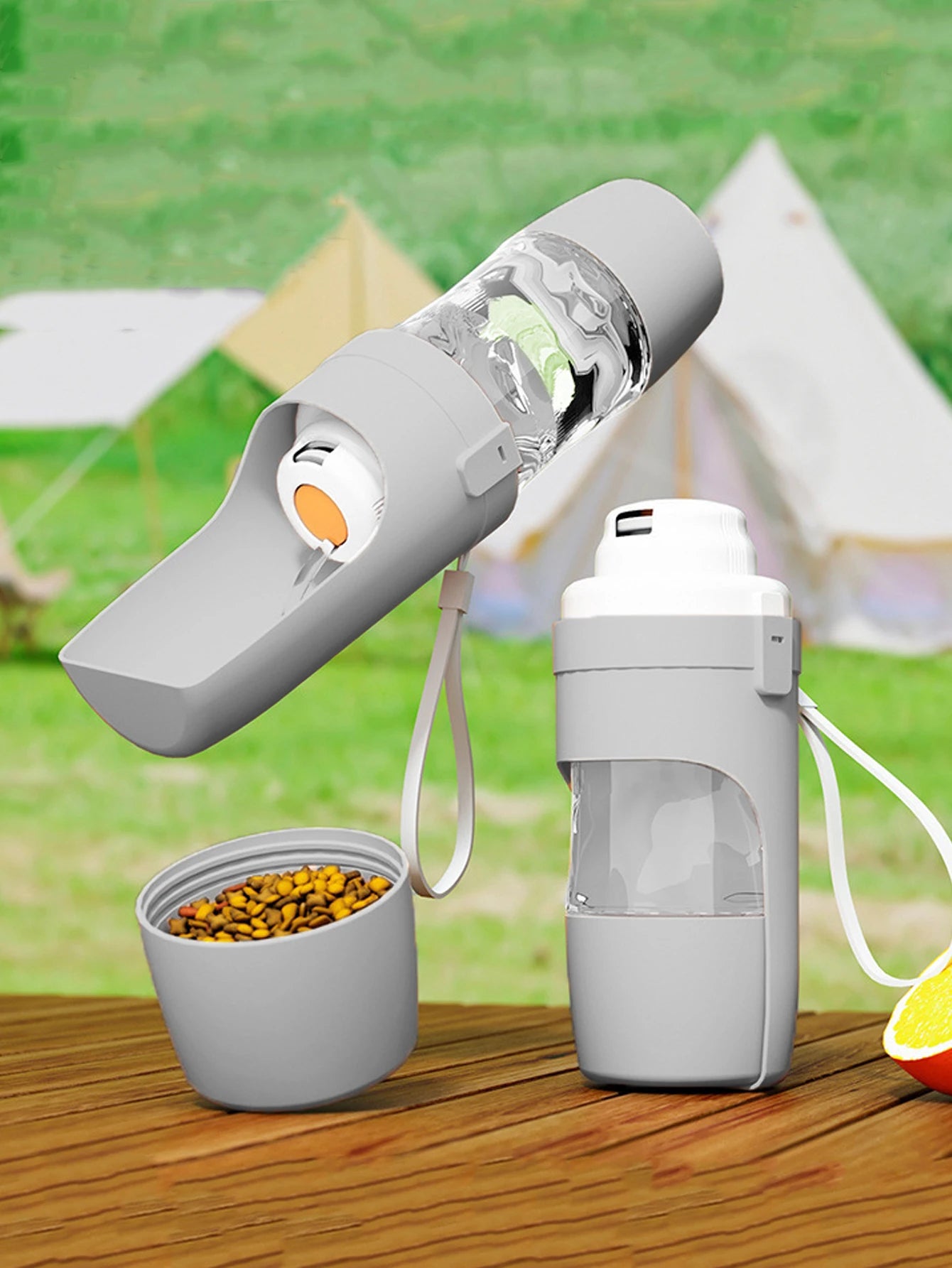 GlowPet 500ml Portable Travel Water Bottle – Leak-Proof 2-in-1 Dispenser with Food Container for Dogs & Cats