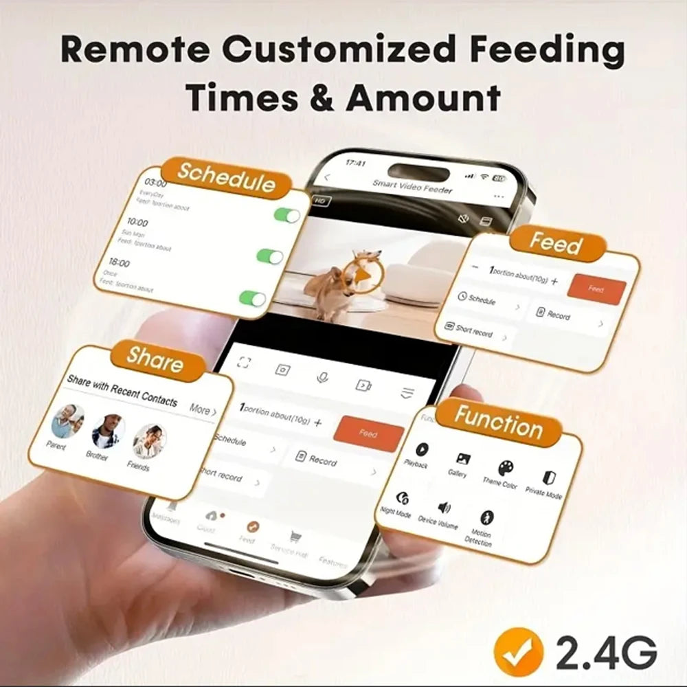 GlowPet 4L Smart WiFi Pet Feeder – HD Camera, App Control, Two-Way Audio & Motion Alerts for Cats & Dogs